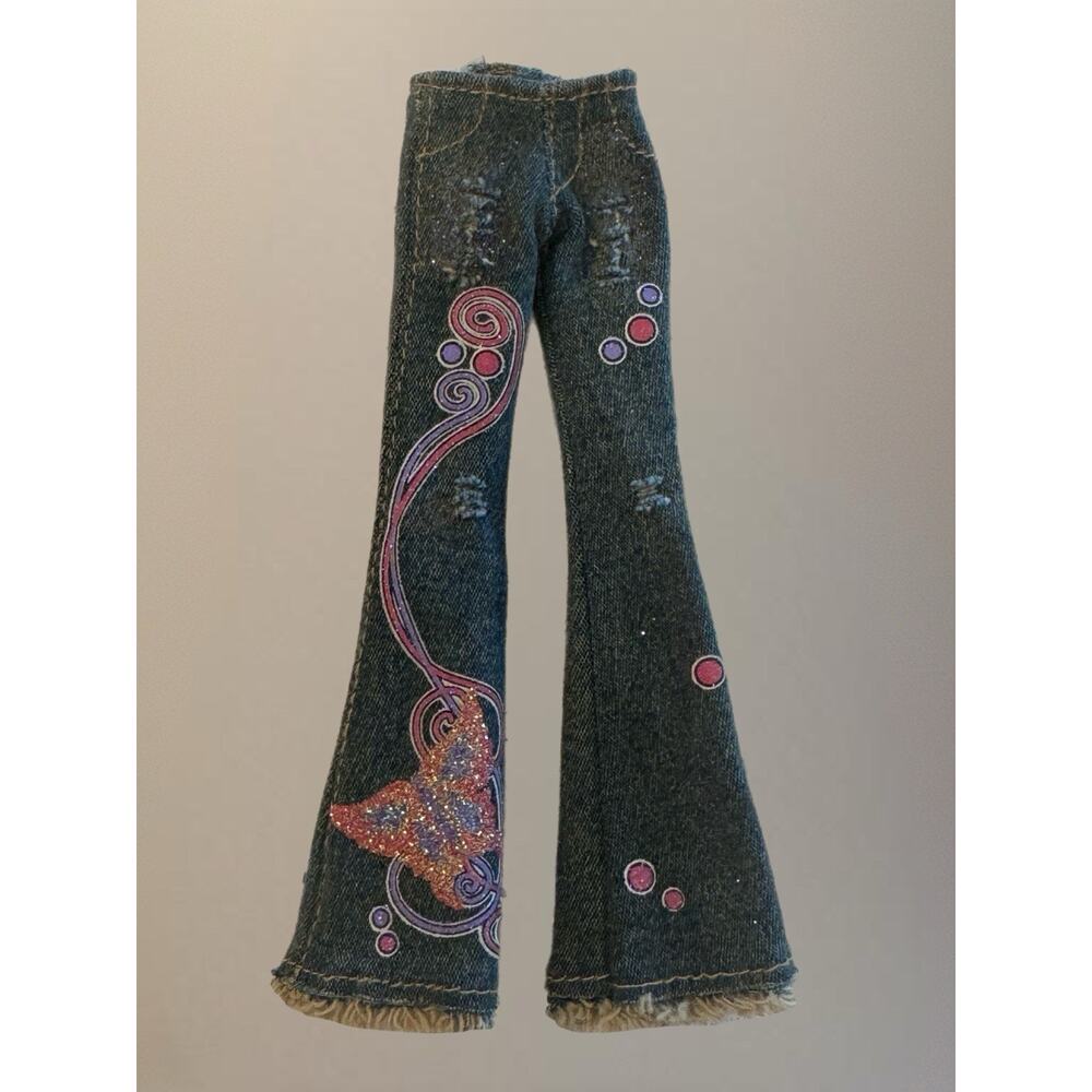 Bratz Doll Clothes Pixiez Breeana Jeans Frayed Hem Glitter Butterfly Trousers